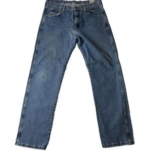 Wrangler 36x34 Distressed Men’s Denim Light Wash Blue Jeans